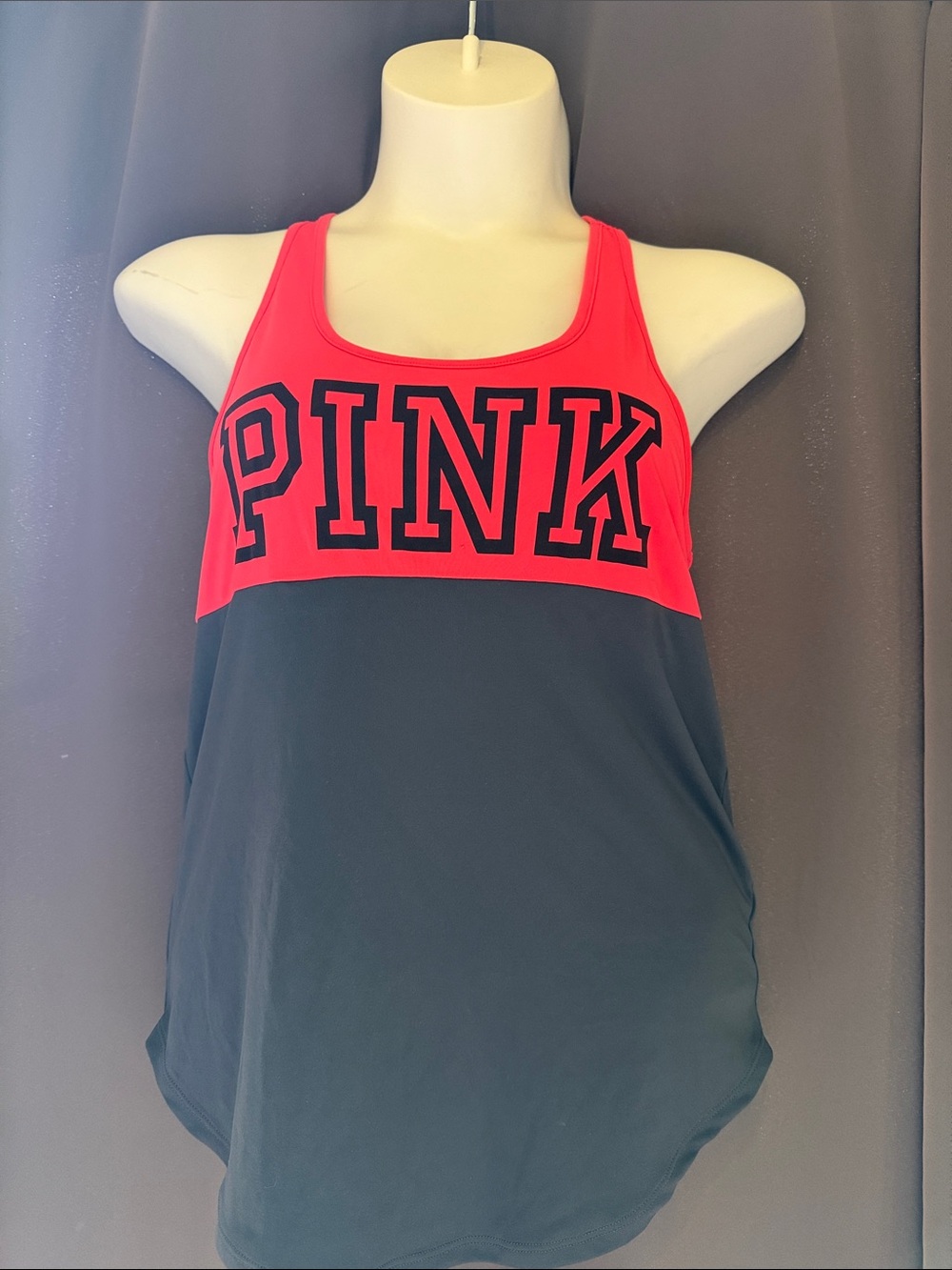 PINK Victoria's Secret Two-Tone Racerback Tank - Bright Pink and Black